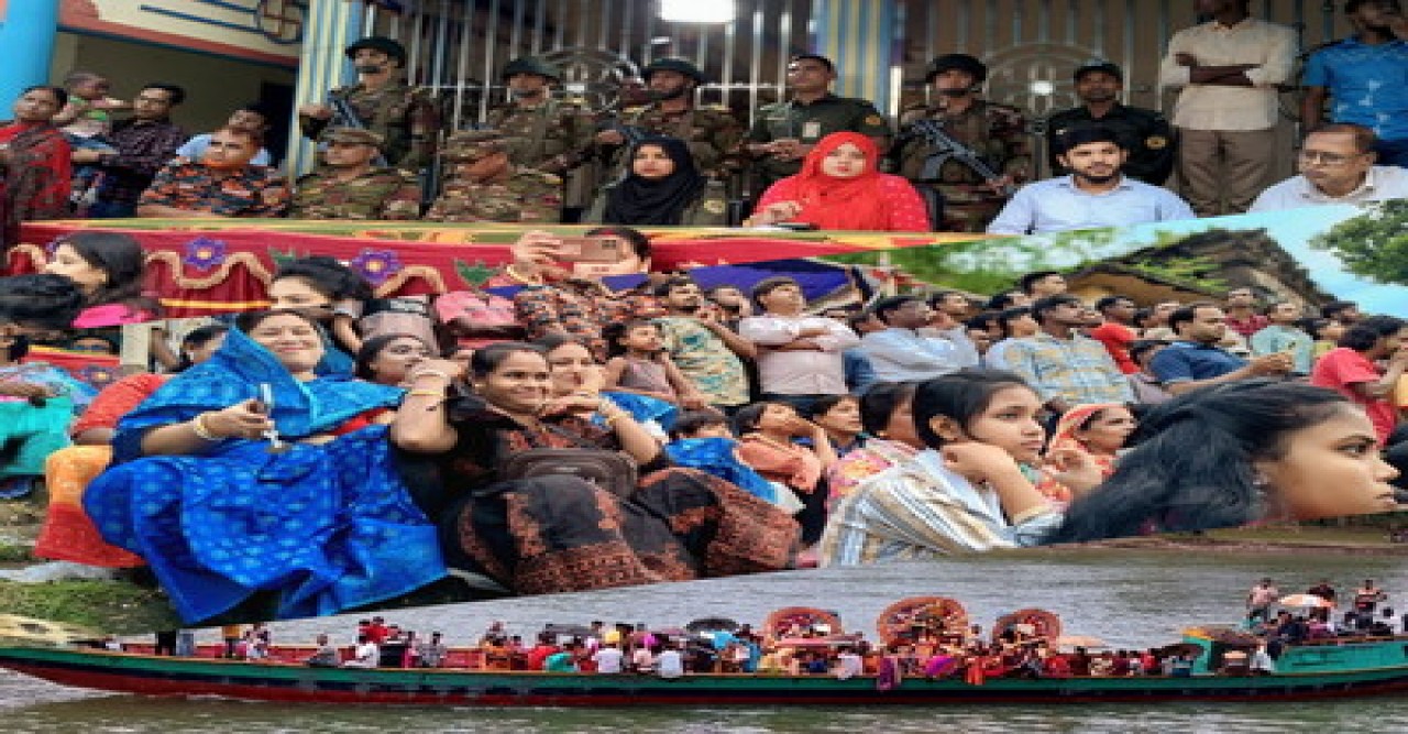 নওগাঁর মান্দায় বিসর্জনের মধ্য দিয়ে শেষ হলো শারদীয় দুর্গাপূজা