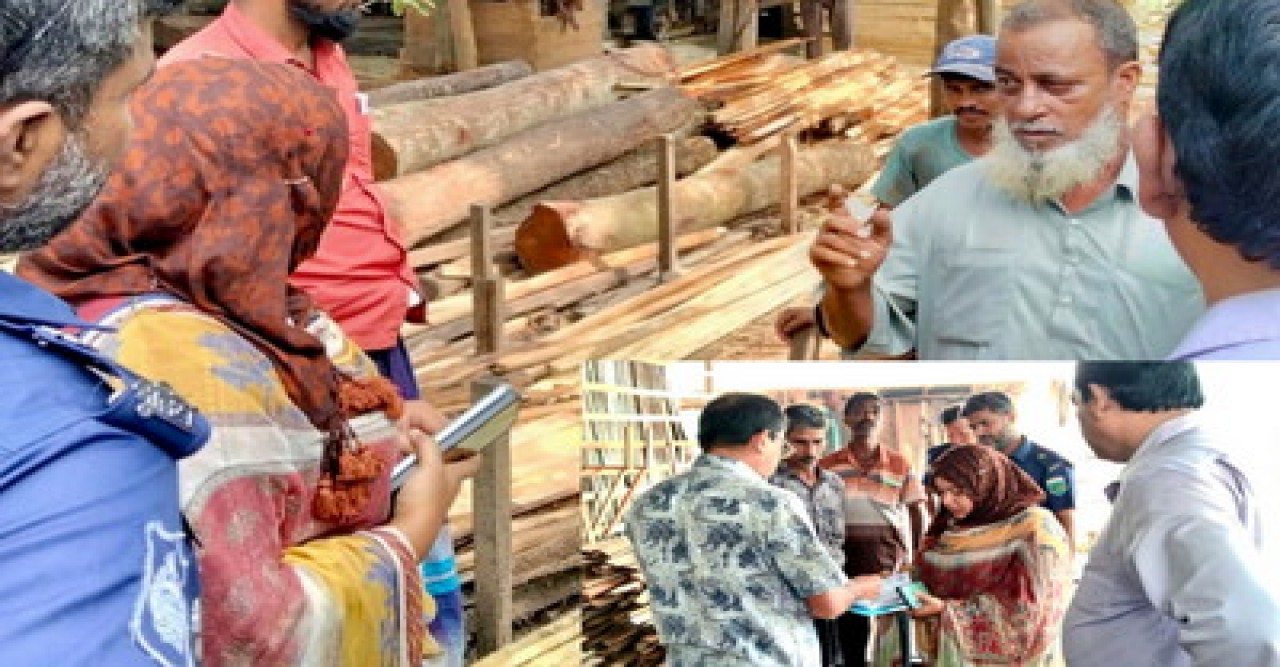 মান্দায় অবৈধ করাতকলে মোবাইল কোর্টে জরিমানা