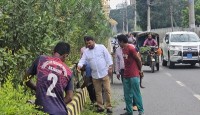 আইল্যান্ডে গাছের পরিচর্যা ও পরিষ্কার-পরিচ্ছন্নতা কার্যক্রম পরিদর্শনে রাসিক প্রশাসক